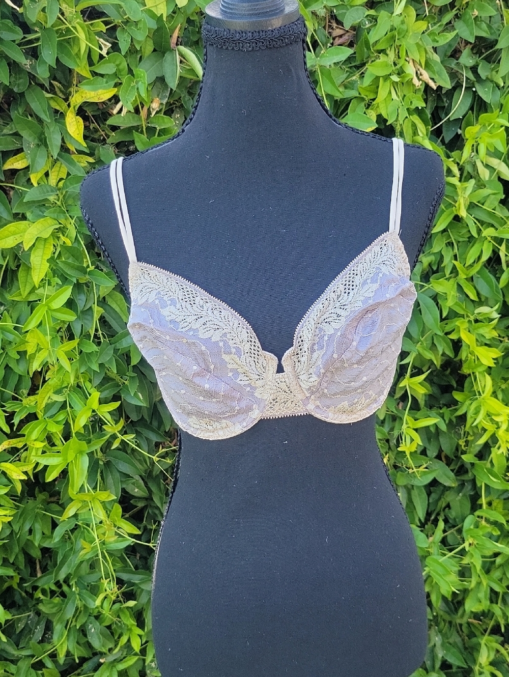 Wacoal Embrace Lace Plunge Lilac and Beige Lace Underwire Bra 34DD